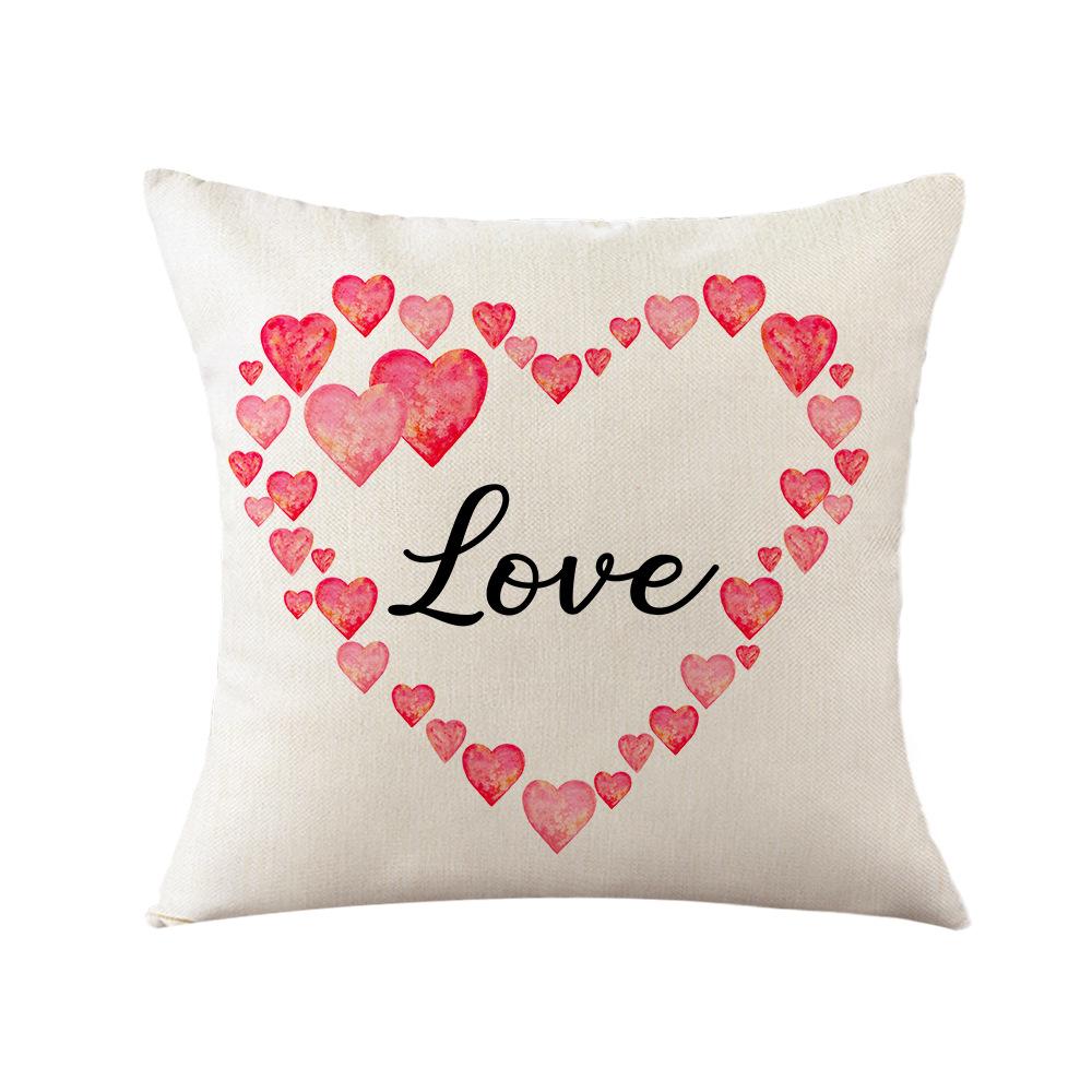 New Love Linen Pillow Valentine's Day Pillow Cover Cushion Decorative Sofa Cushion Cover Home