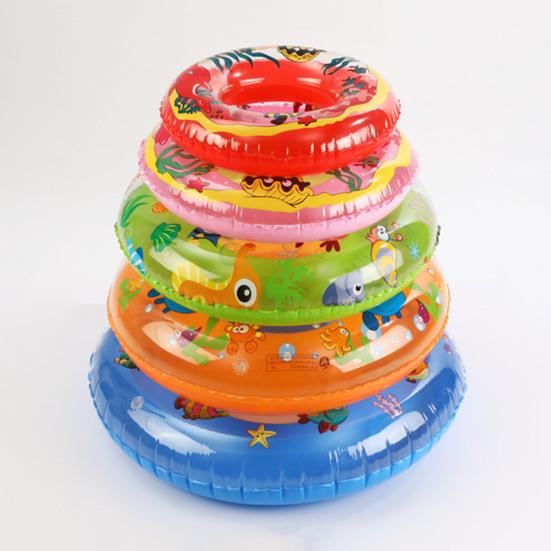 Swimming Ring Strong Buoyancy Good Sealing Cartoon Inflatable Toughness Water Entertainment Kid Colorful Swimming Circle Beach Supply