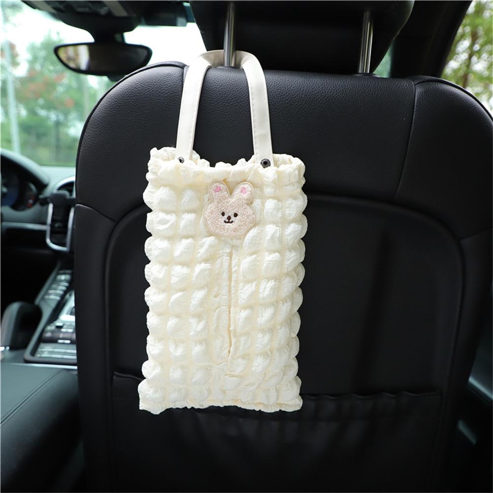Cute Puff Cartoon Bear Bunny Tissue Bag Portable Hanging Tissue Case Box Holder Car Towel Napkin Papers Bag Paper Storage Box