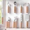 Wooden Handle Kitchen Gadgets Small Kitchen Utensils Set Baking Set Pizza Cheese Knife Stainless Steel Egg Beater