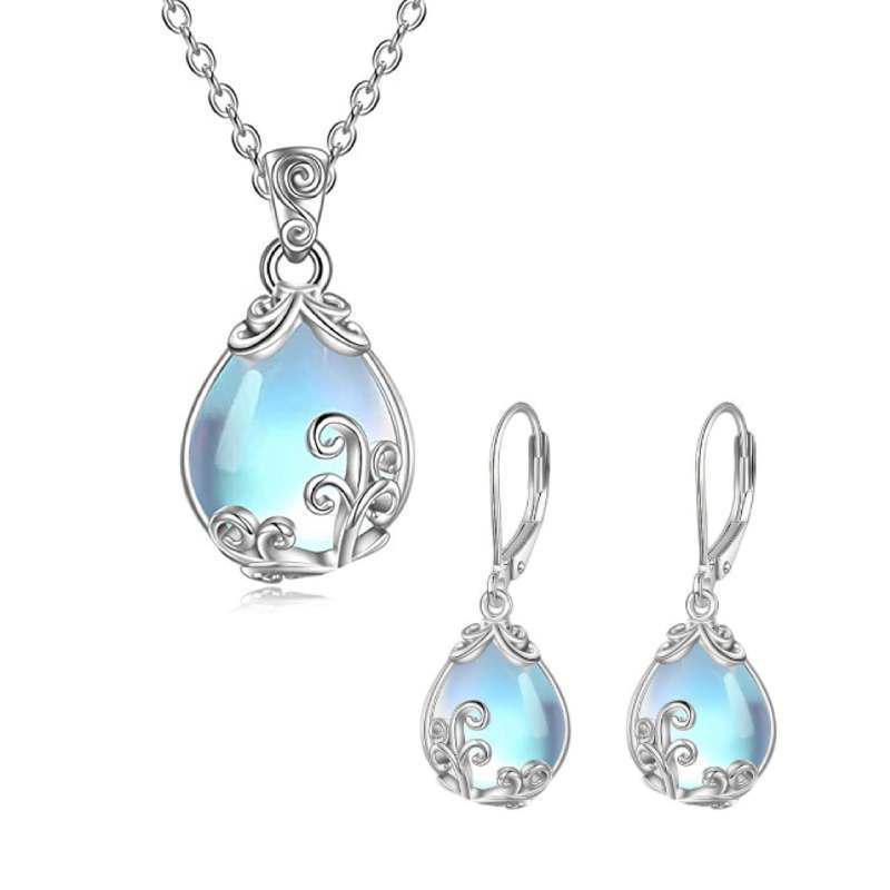 Elegant Moonstone Water Drop Earrings – European & American Fashion, Light Luxury Statement Jewelry