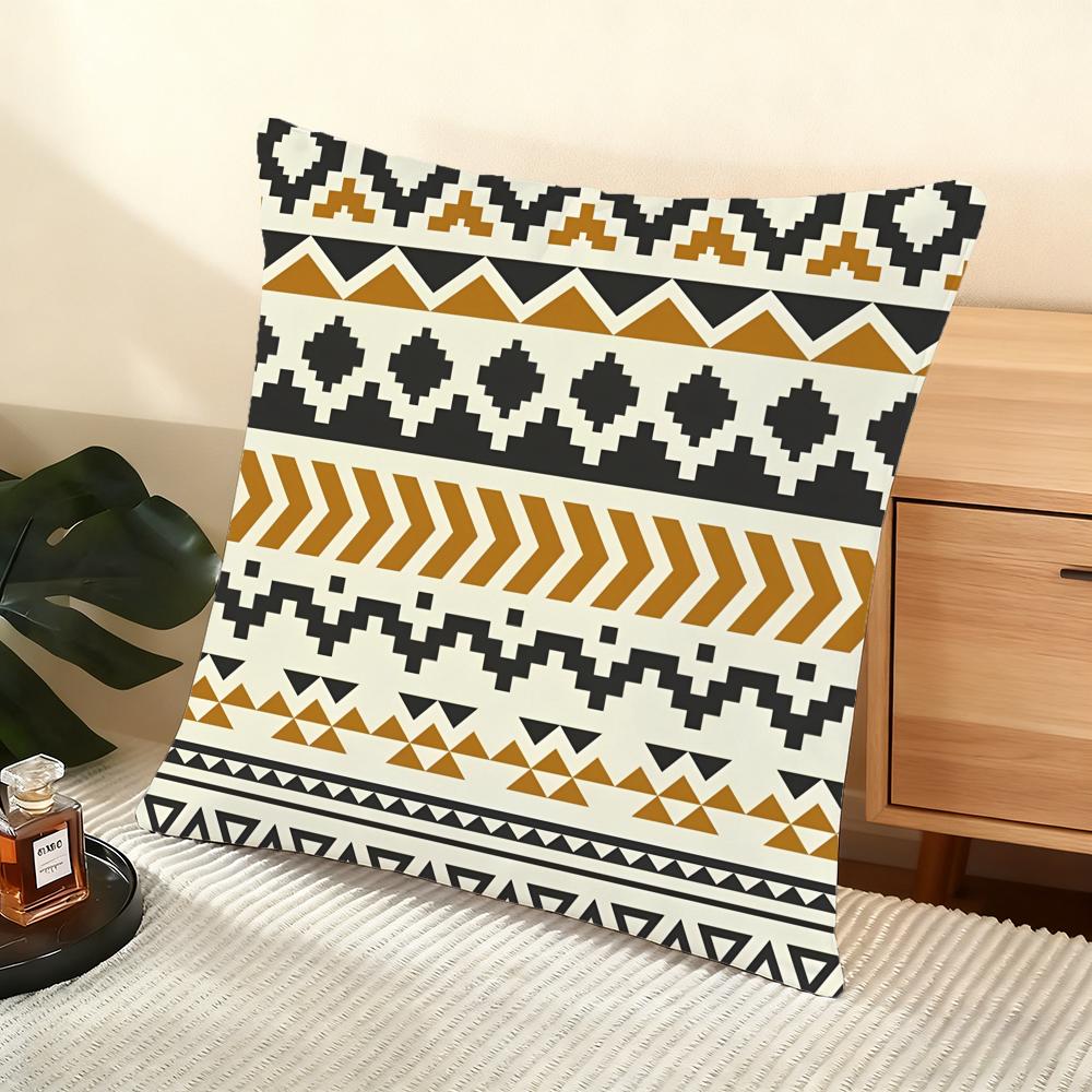 Geometric Patterns Cushion Cover Soft Short Plush Pillow Cover Smooth Cozy Texture Aesthetic Cushion Case Home Decor