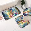 1/4Pcs Colorful Easter Bunny Bathroom Set 2D Flat Pattern Set Waterproof Shower Curtain with Anti Slip Rug and Toilet Lid Cover Spring Gift