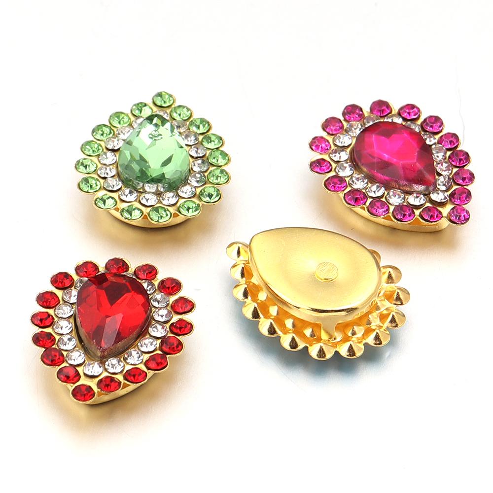 10pcs/lot Sunflower Waterdrop Rhinestones Metal Gold Claw Bottom Acrylic Rhinestones Beads DIY Earrings Headwear Jewelry Making