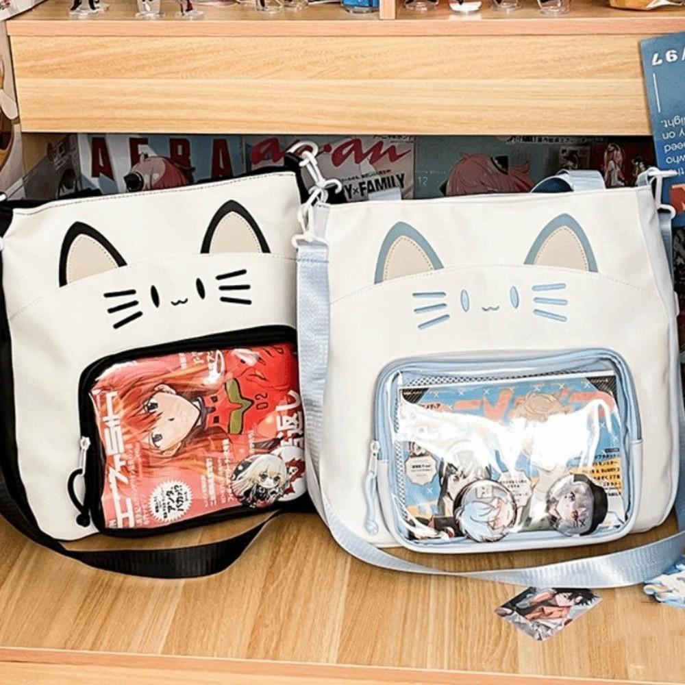 Idol Merchandise Storage Transparent Pocket Zipper Bag Fashion Backpacks Kawaii Cat Itabag  Outdoor