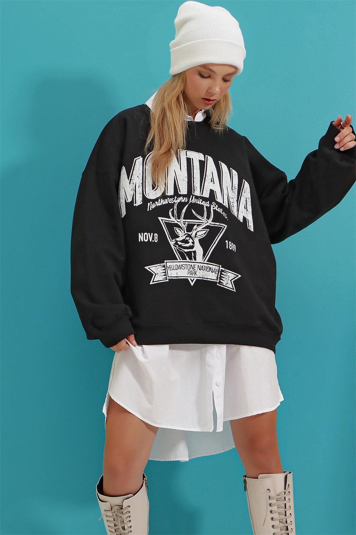 

Women s Sweatshirt New Season Fashion Black Hooded Letter Printed College Sweatshirt with Fleece Inside S іржавий