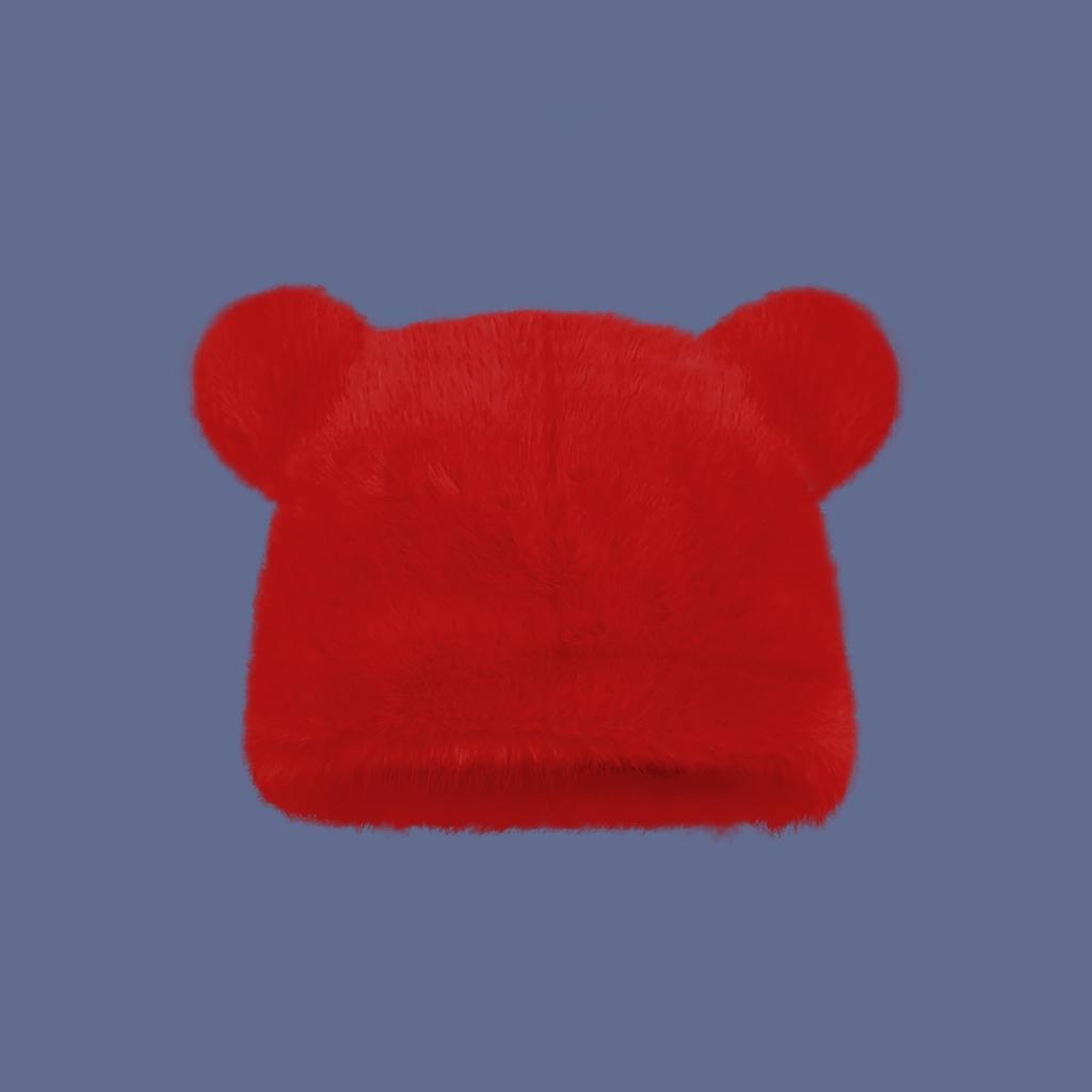 Winter Warm Cap Plush Hat with Bear Ears Breathable Soft Beanie Fisherman Hat Women Headdress Outdoor Activity Headwear