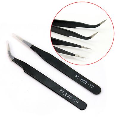 2Pcs Straight Curved Tweezers for Nail Art Eyelash Extension Nipper Picking Tool