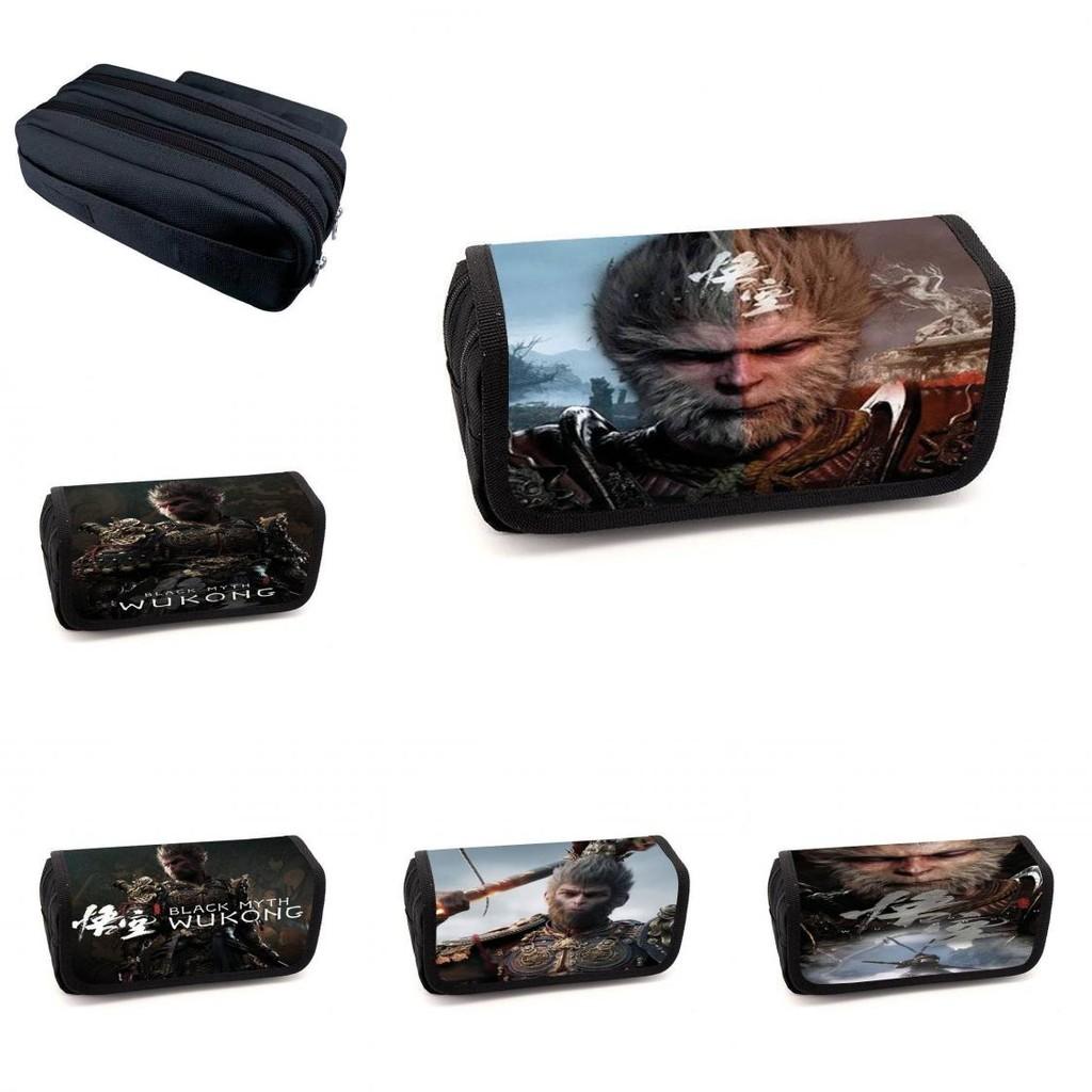 Spacious Black Myth Wu Kong Double Layer Student Storage Bag Oxford Material Design