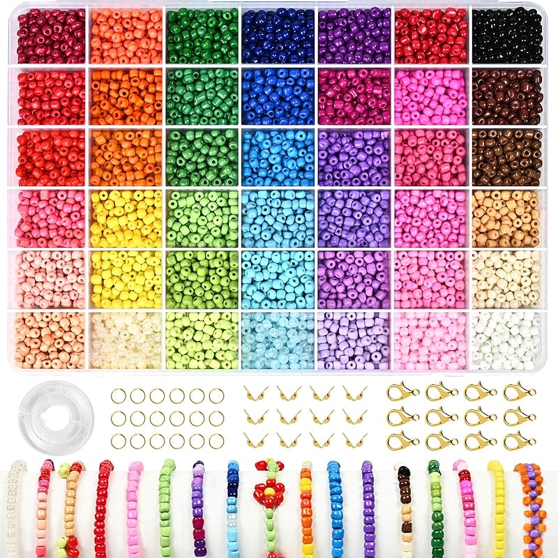 42 Colors 4mm Glass Seed Beads for Bracelets Making, 8400pcs Friendship Bracelet Making Kit, Small Glass Beads for Jewelry Making