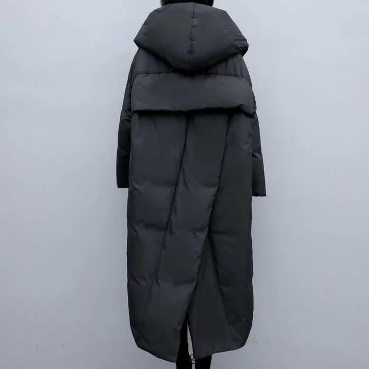 Hooded Women Solid Long Parkas Korean Loose Casual Regular Splice Cardigan Full Sleeve Thick Mid Length Coats Autumn Winter