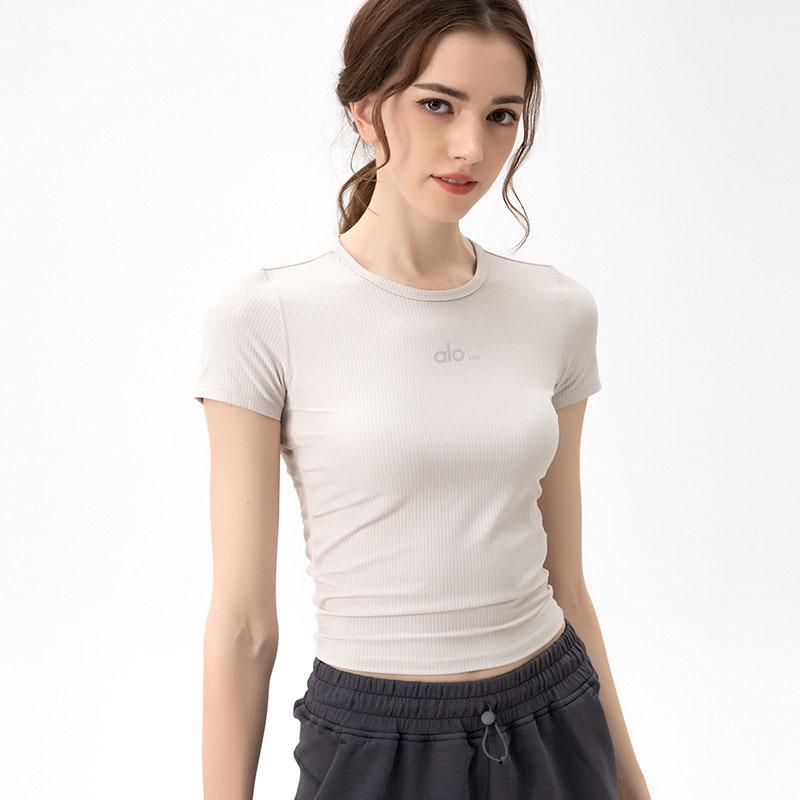 Alo Sco Women's Quick-Dry Short Sleeve Yoga Top - Slim Fit Fitness & Running Shirt