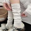 Women's White Cotton Ballet-Style Chunky Socks, Elastic Rolled Cuff, Breathable, Sweat-Wicking, Skin-Friendly, Long JK Design.