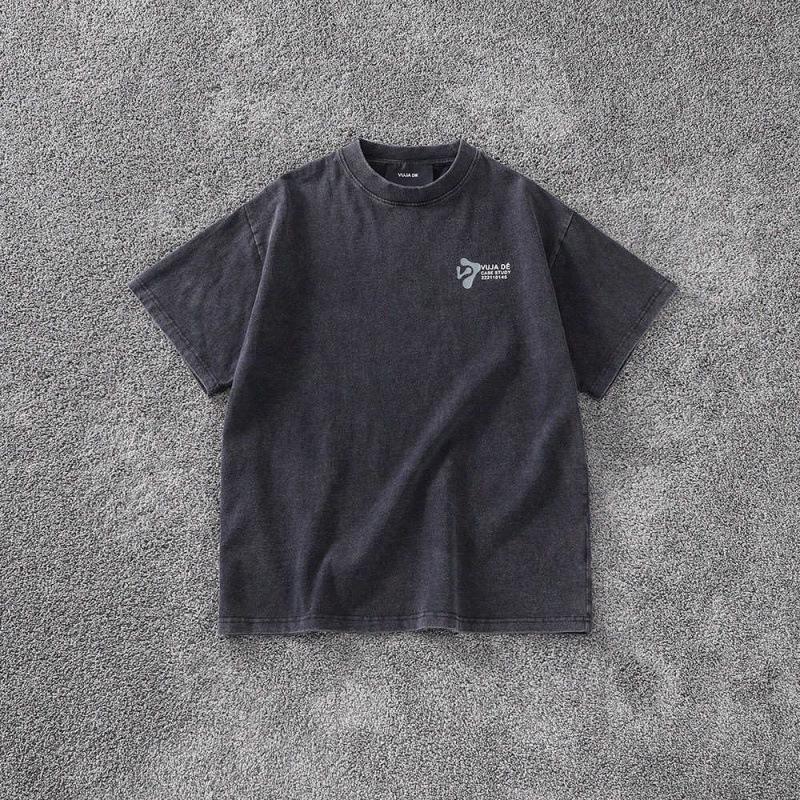VUJADE TALK Distressed American Retro Streetwear Summer Vibe Loose T-Shirt