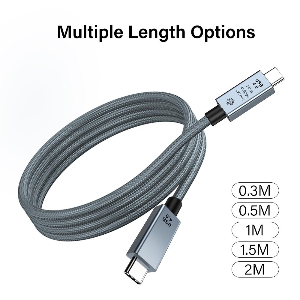 40gbps Thunderbolt4 Type C 240w USB4 Fast Charging Cable Compatible Thunderbolt 3 USB C Data Transfer Cable 8K for MacBook Dock