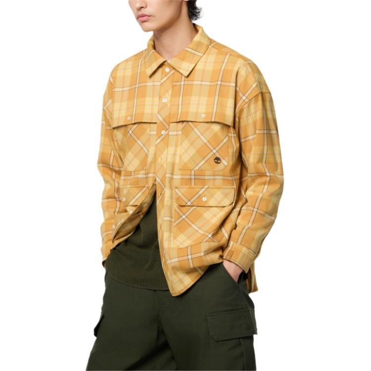 Timberland Plaid Print Single-Breasted Long Sleeve Shirt Men shirts Yellow TB0A6FZ77631