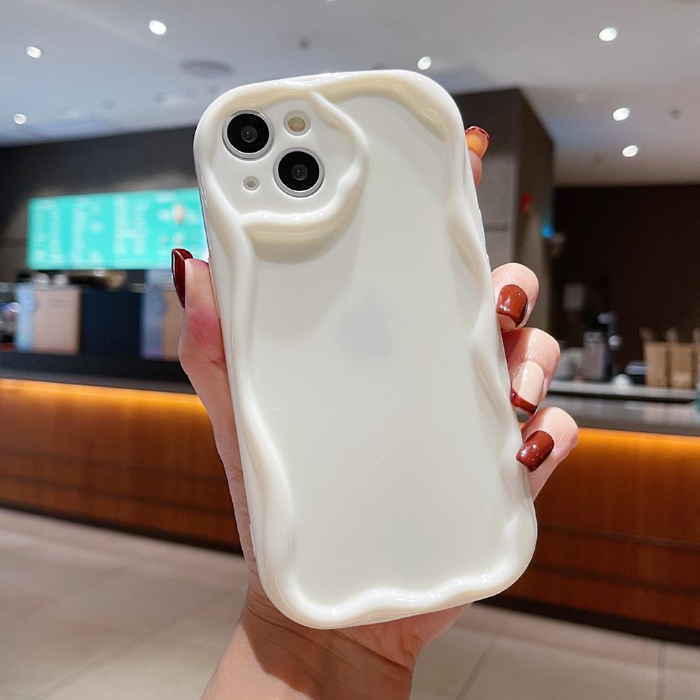 Funda de silicona suave con diseño de ondas rizadas ovaladas transparentes para iPhone 16, 15, 14, 13, 12, 11 Pro Max, XR, X, XS, SE, 7, 8 y 15 Plus