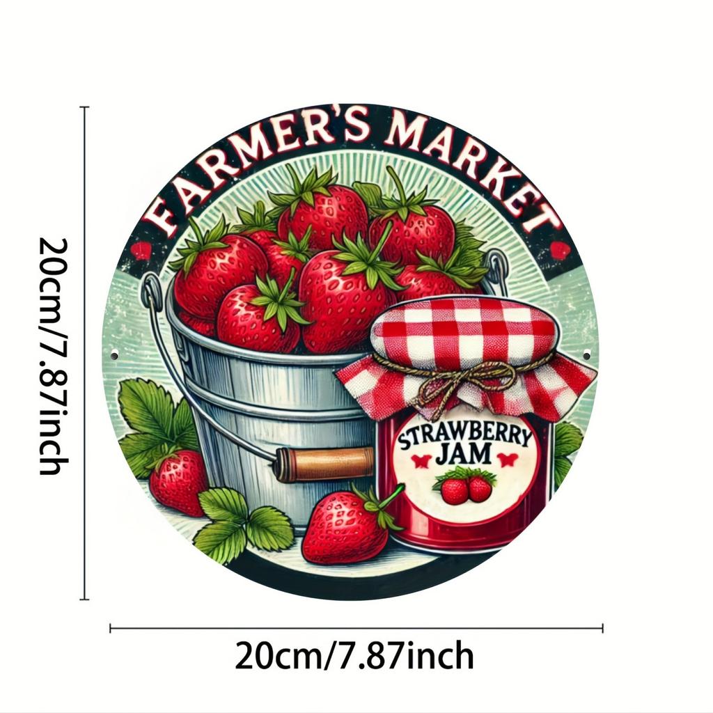 Wooden Farmers Market Strawberry Jam Wooden Sign - Artisanal Home Décor for Door, Wall, Home, Room, Farmhouse, Street, Shop, Garage, Bar, Garden
