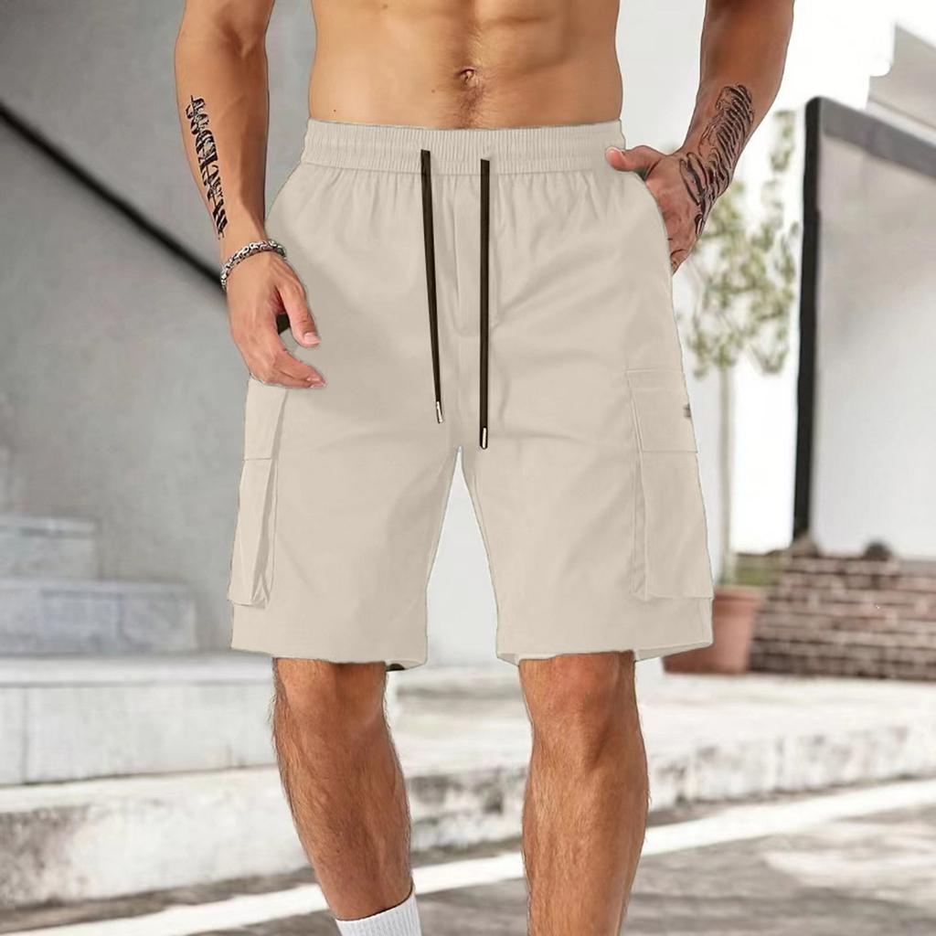 Men's Drawstring Belted Multi-pocket Cargo Shorts