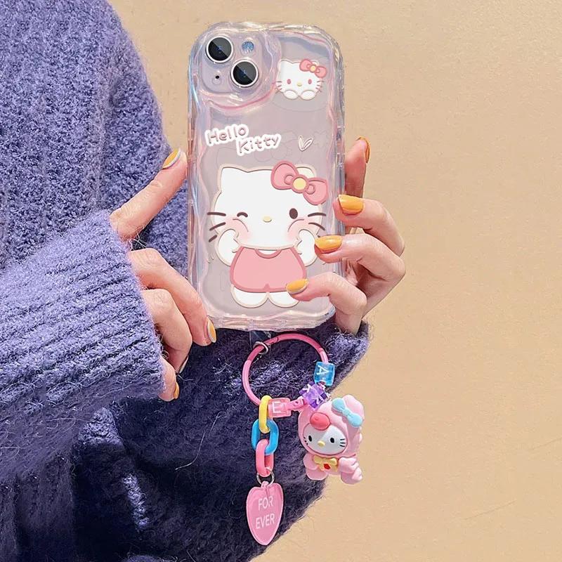 Cartoon Hello Kitty Bracket Pendant Case For OPPO Reno 15F 15 Pro 5G 14F 13F 12F 11F 14 13 12 11 Pro A6X A6 A5 Pro A60 5G Casing