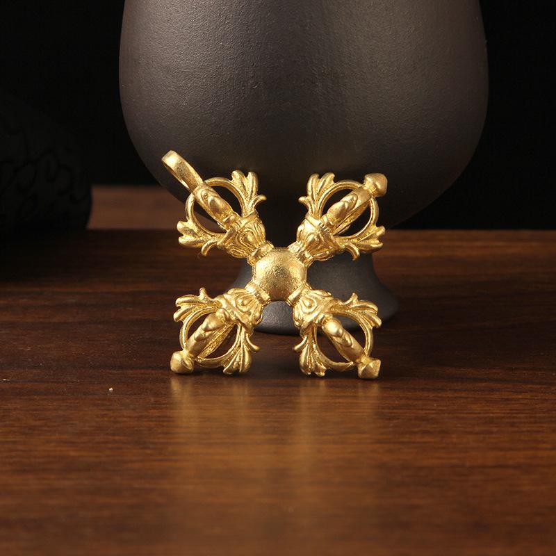 Антикварный тибетский брелок-ваджра с латунным кулоном-пхурбой