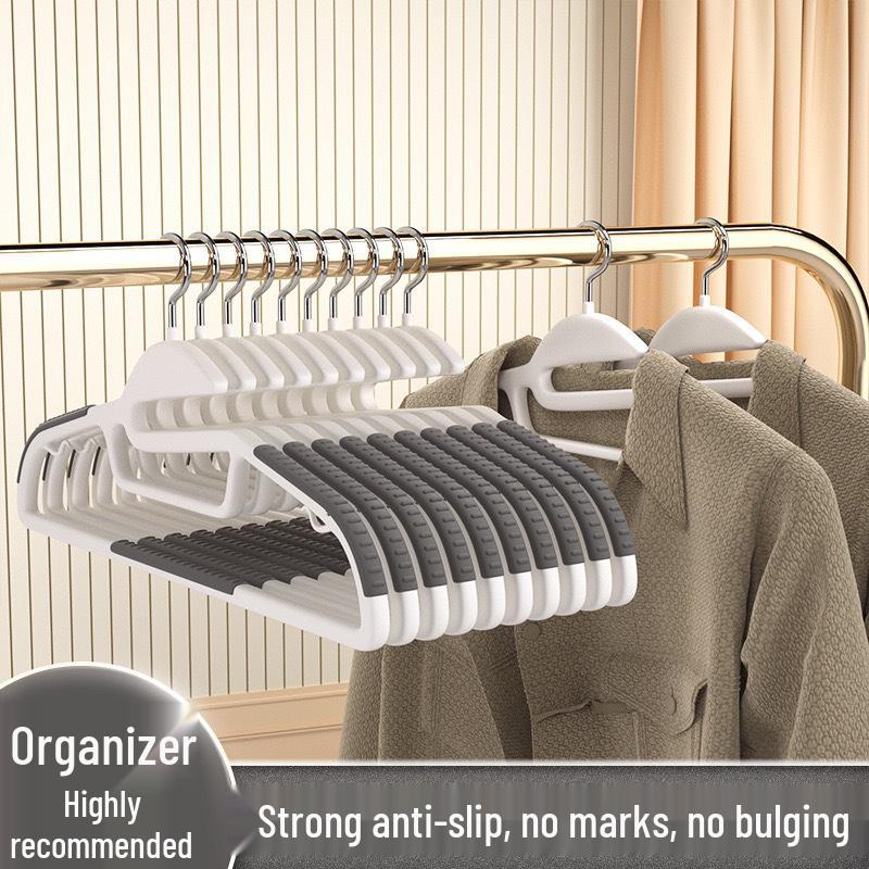 Non-Slip Double-Position Thick Plastic Clothes & Coat Hanger for Bedroom Storage
