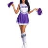 Womens Cheerleading Uniform Dance Costume Schoolgirl Cosplay Outfit Letter Print Sleeveless Dress with Socks Cheering Flower