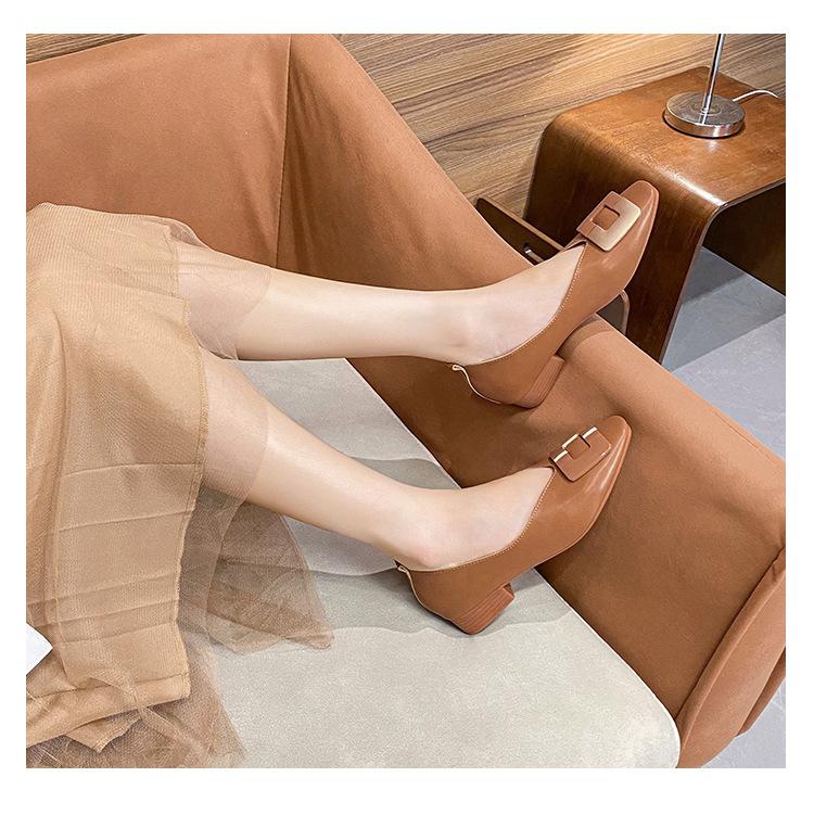 Fashion Spring and Summer New French Low Heel Square Head Shallow Mouth Single Shoes Women Soft Sole Flat Shoes Design Sense Niche