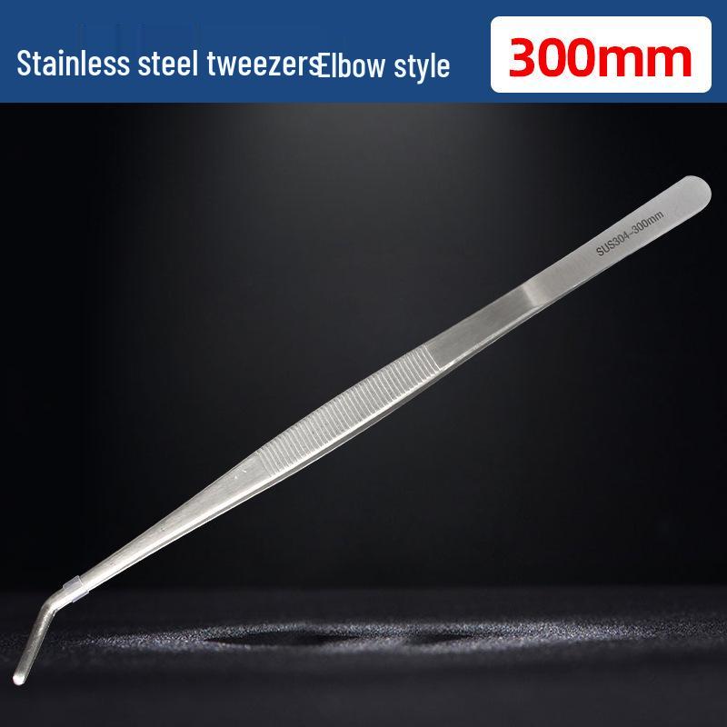 Extra Long 304 Stainless Steel Bent Tip Tweezers - Anti-Static Gardening & Planting Tool
