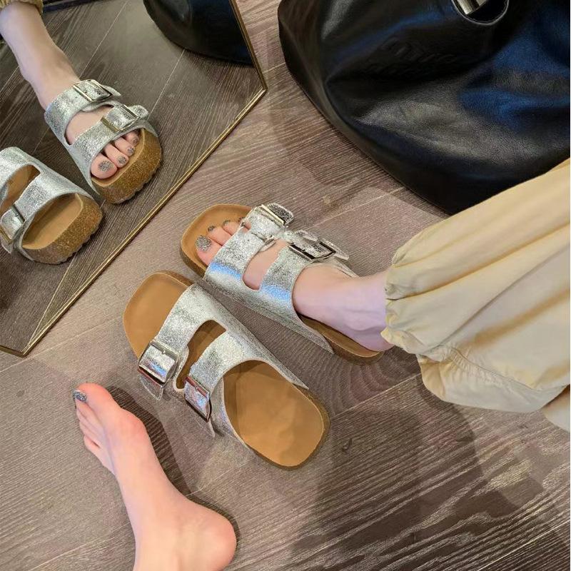 

Виноградная Мама Гонконгский Остров Праздник~ Летний Новый Ленивый Однопедальный Верхняя Одежда Двубортный Тонкий Сандалии на Толстой Подошве 35