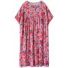 DIMANAF 2025 Summer Women Vintage Plus Size Long Floral Printing Dress Short Sleeve Casual O-Neck Basic Fashion Loose Dress