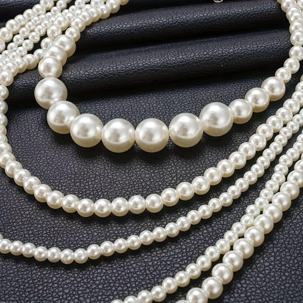 Luxury Multi Layer Necklaces Sweet Exaggerated Necklaces Pearl Beaded Necklaces  Dress Decoration