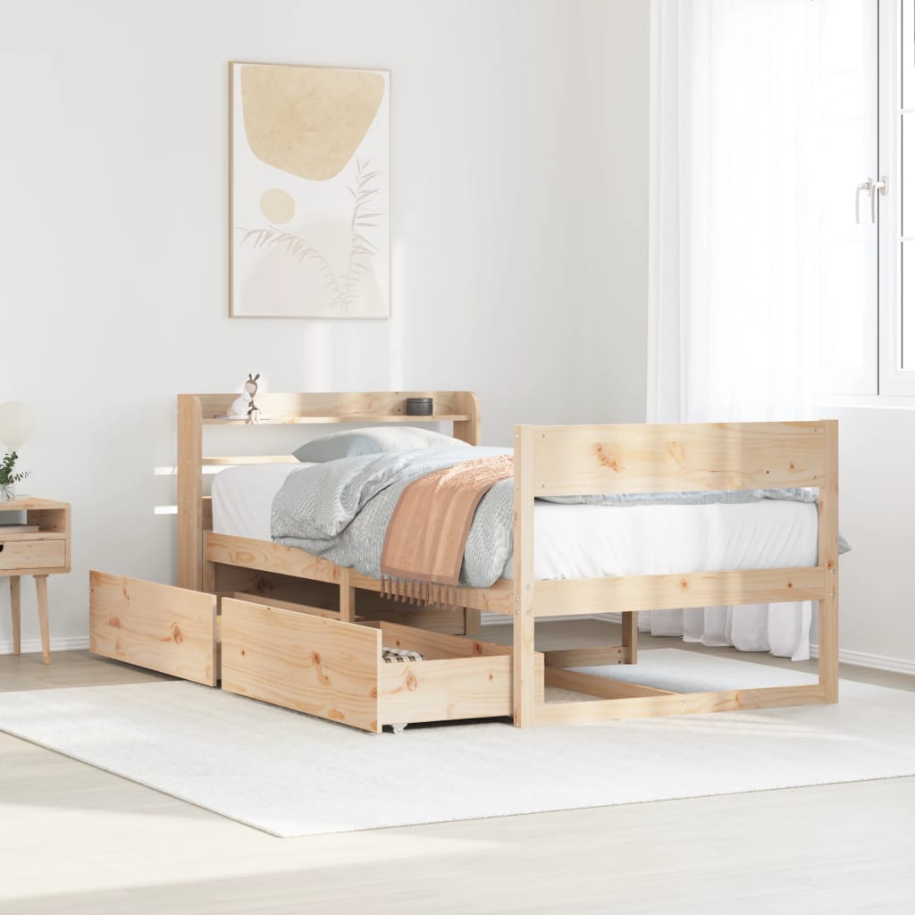 Solid Wood Bed Frame Without Mattress 90 X 190 Cm Pine