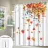 1Pc Autumn Maple Leaf Shower Curtain - Vibrant Fall Foliage Bathroom Decor With Red, Orange, Yellow, Green, White - Machine Wash