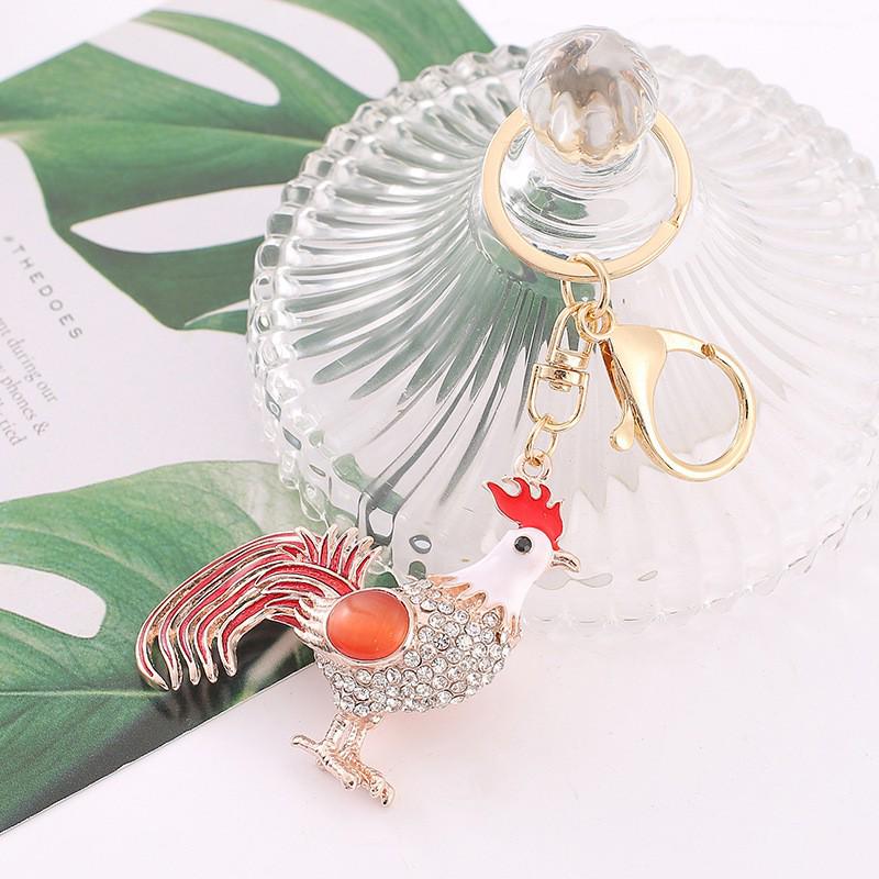 Colorful Rhinestone 3D Tiger Keychain and Metal Backpack Accessory