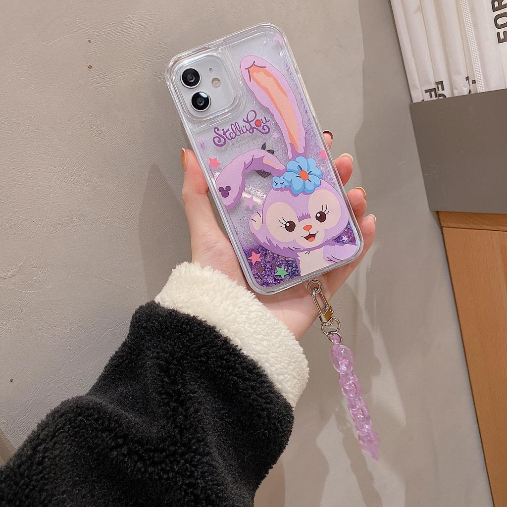 Třpytivý kryt Quicksand Ballet Rabbit pro iPhone Apple 11, 12, 13 Pro Max, X se šňůrkou na krk