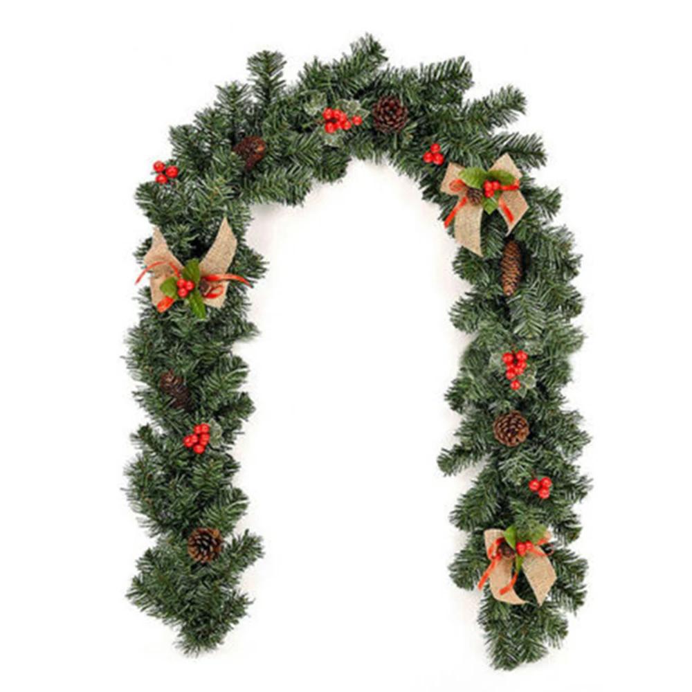 180cm Christmas Decorative Cane Wreath, Hanging Wreath With Red Berry Branches, Stylish DIY Christmas Wreath, Party Decoration