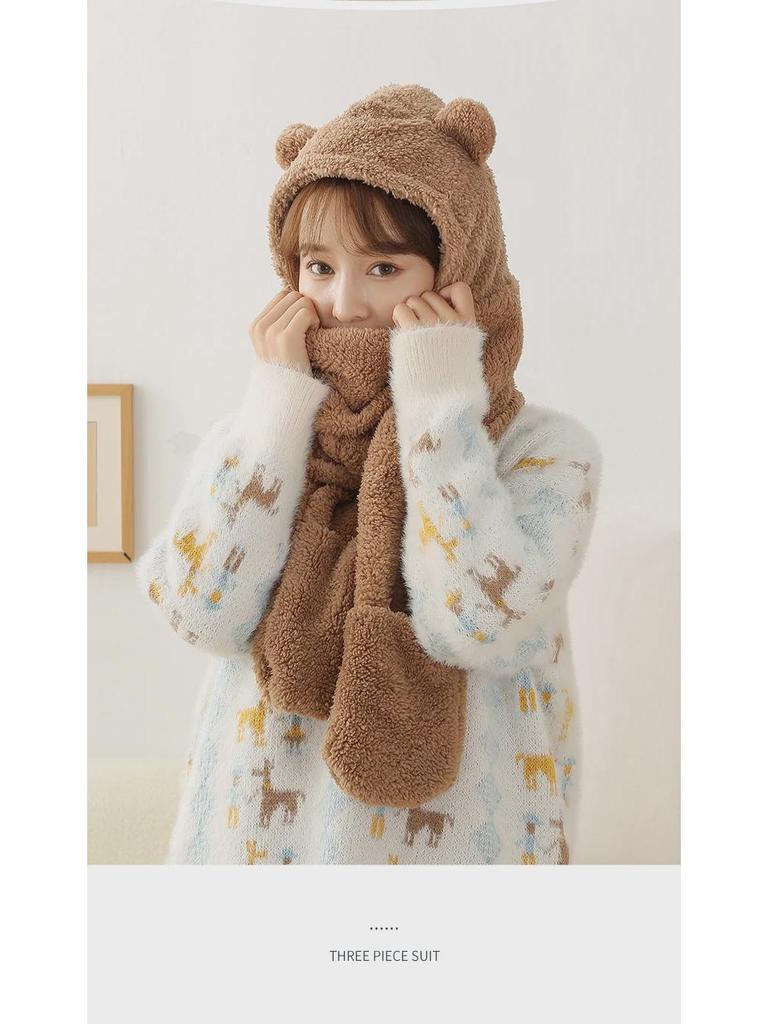 Set de Gorro de Invierno y Bufanda Doble para Mujer - Te Mantiene Caliente y Protege tus Orejas.