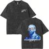 T-shirt Grafica Viso Rapper Drake Vintage Lavato Stampa Copertina Album ICEMAN T-shirt Uomo Donna Moda Hip Hop T-shirt Oversize