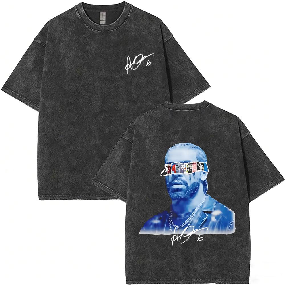 Gewaschenes Vintage Rapper Drake ICEMAN Freeze The World 2026 T-Shirt Herren Damen Mode Hip Hop Übergroße T-Shirts Herren Streetwear