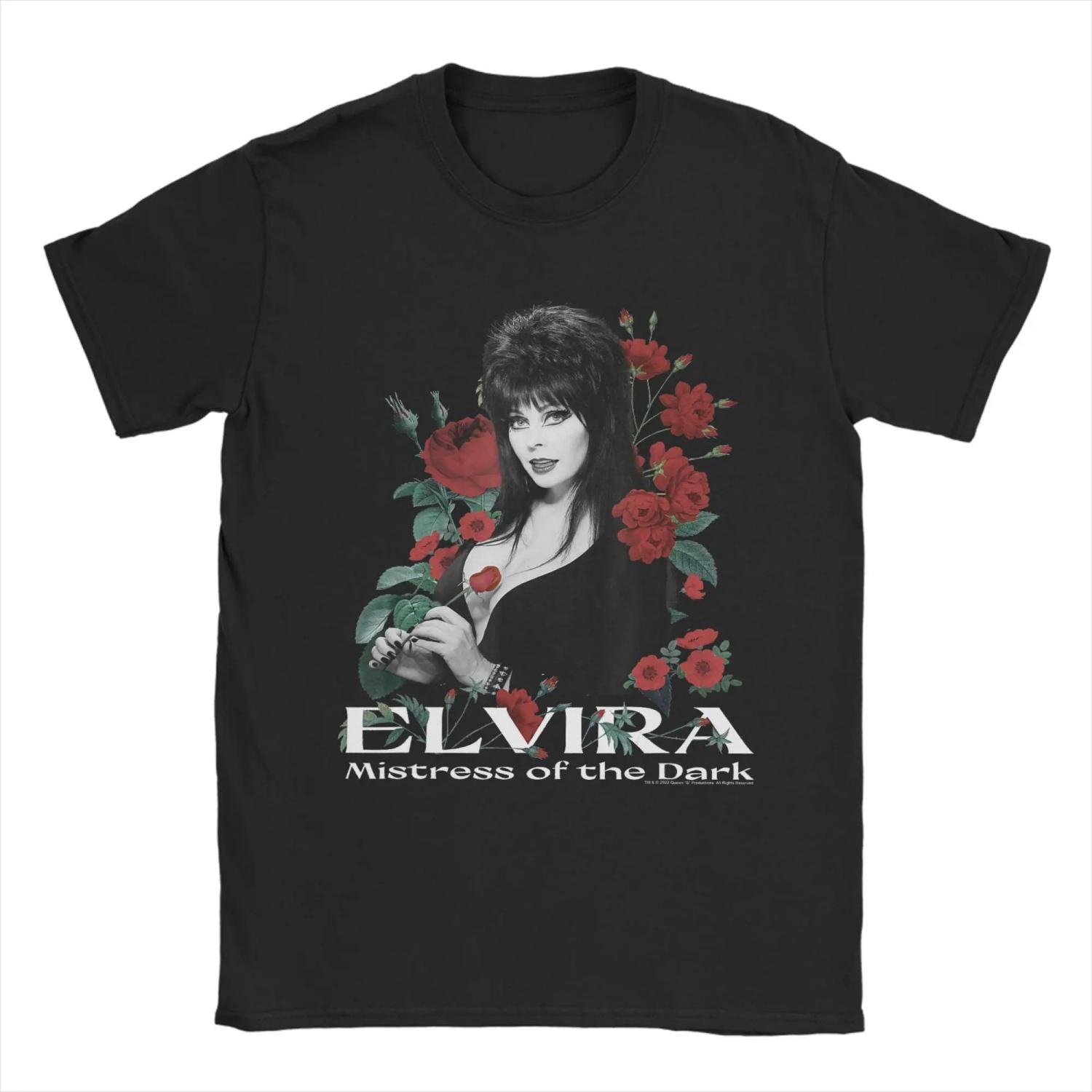 

E-Elviras T Shirts for Men 100% Cotton Crazy T-Shirts Crewneck Mistress of The Dark Tee Shirt Short Sleeve Clothing Plus Size S чёрный