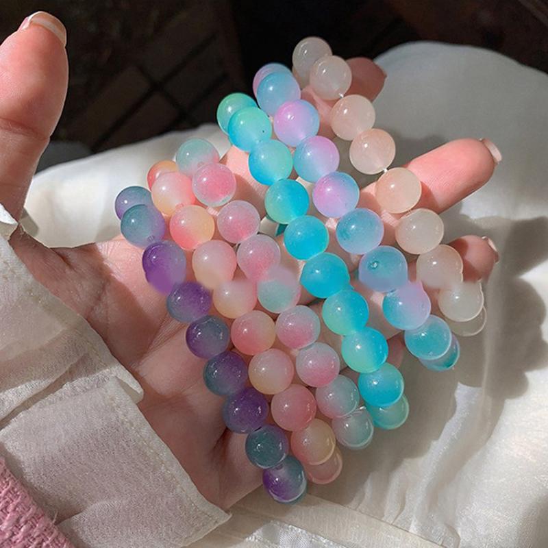 

Градиент Красочное Стекло Хрустальные Лунные Камни Браслеты Многоцветный Камень Бисерный Подарок