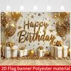 2D Shiny Gold Themed Birthday Photo Booth Background Cloth