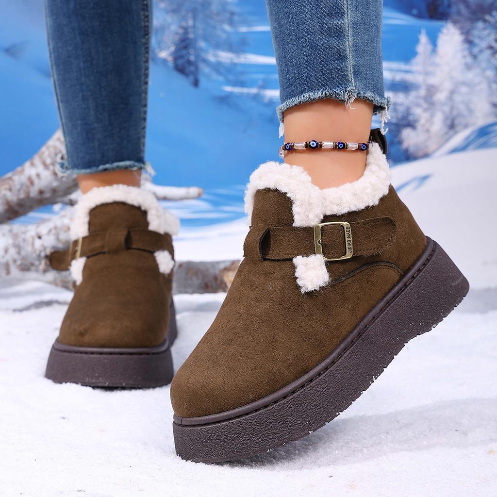 Women's Platform Snow Boots, Faux Fur Lined Slip-On Moccasins, Retro Winter Booties Wholesale for Women