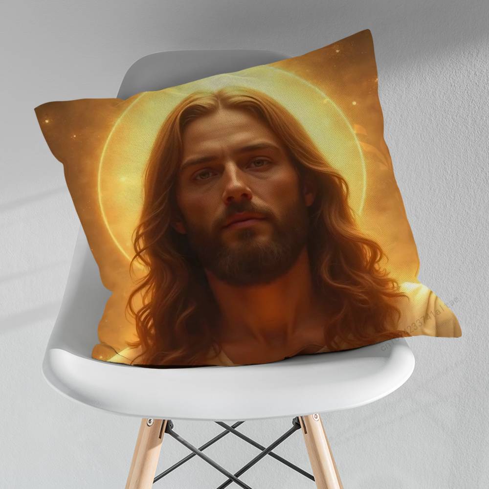 Savior Belief Jesus Pillowcase for Sofa Room Office Decor Printing Merchandise AllMatch Cushion Cover