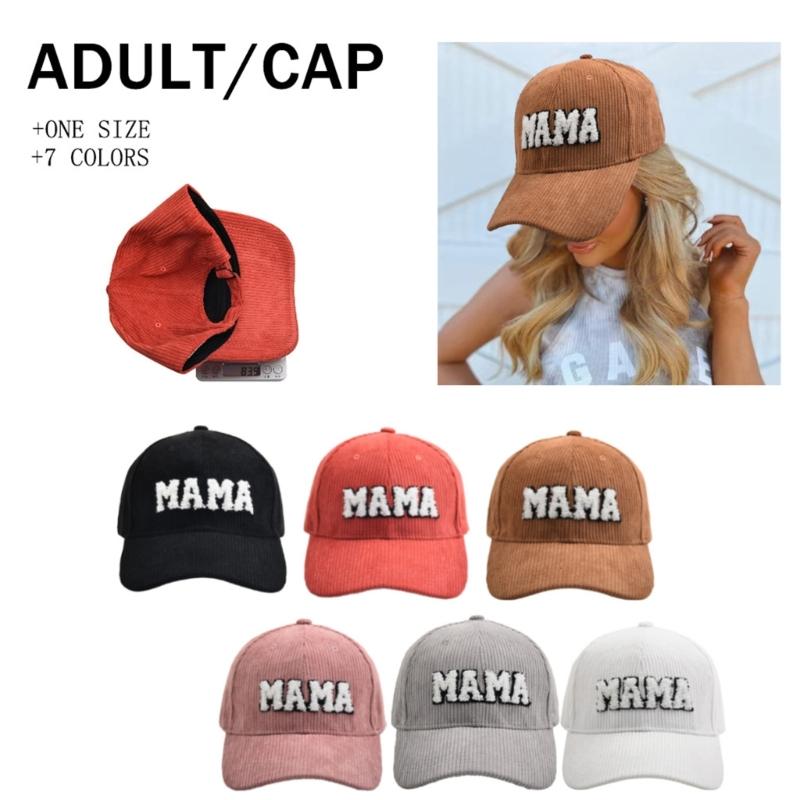 Baseball Hat MAMA Corduroy Baseball Hat Peaked Hat Baseball Sunhat HipHop Hat Parent-child Hat Curved Visor