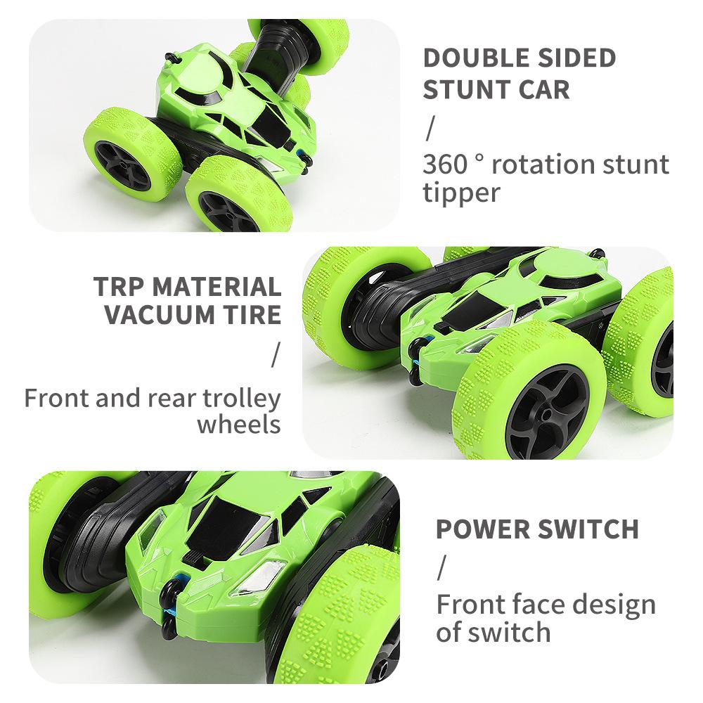High-Speed 360° Remote Control Stunt Car with Lights - Double-Sided Tumbling Toy for Kids