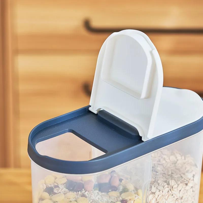 Kitchen Food Storage Container Plastic Box Jars For Bulk Cereals Pasta Rice Dispenser With Lid Home Cabinet Fridge Storage Jars