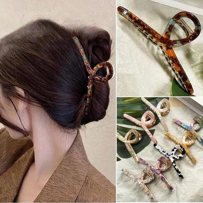 Neuer großer Acetat-Greifclip im französischen Stil Retro Legierung Hai-Clips Elegantes minimalistisches Kopfschmuckstück Hinterkopf Löffel Locken-Haarspange