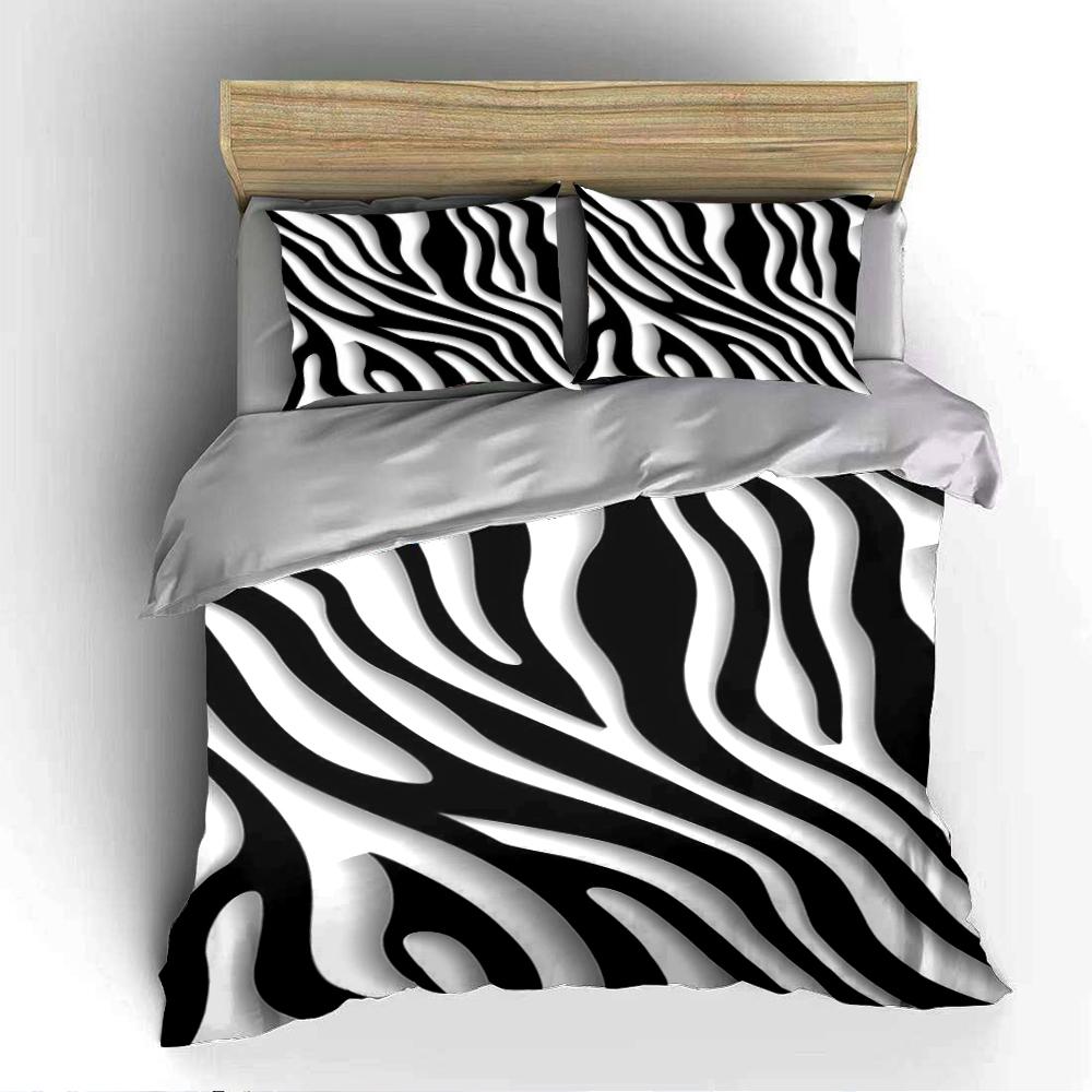 Zebra Stripe Black and White Bedding Set Bedding set (1 duvet cover, 2 pillowcases, duvet not included)